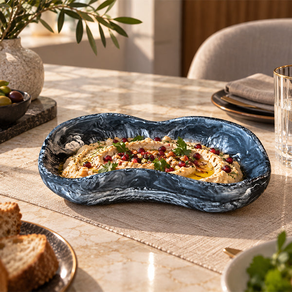 Black ,Rectangle Scallop Bowl - وعاء سكالوب مستطيل , أسود