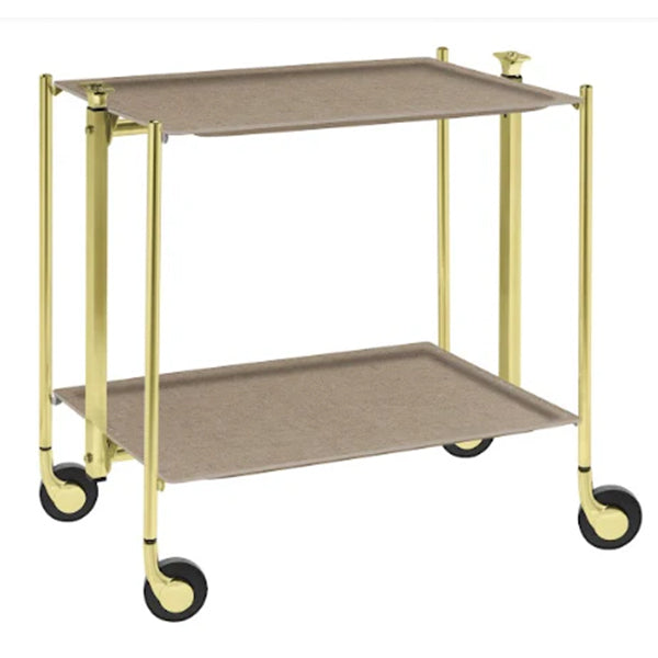 Chrome Acrylic Foldable Trolley , Lin Natural - عربة مطبخ قابلة للطي , لون بيج