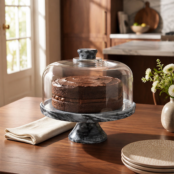 Footed Cake Plate Dome , Black - غطاء قاعدة كيك , أسود