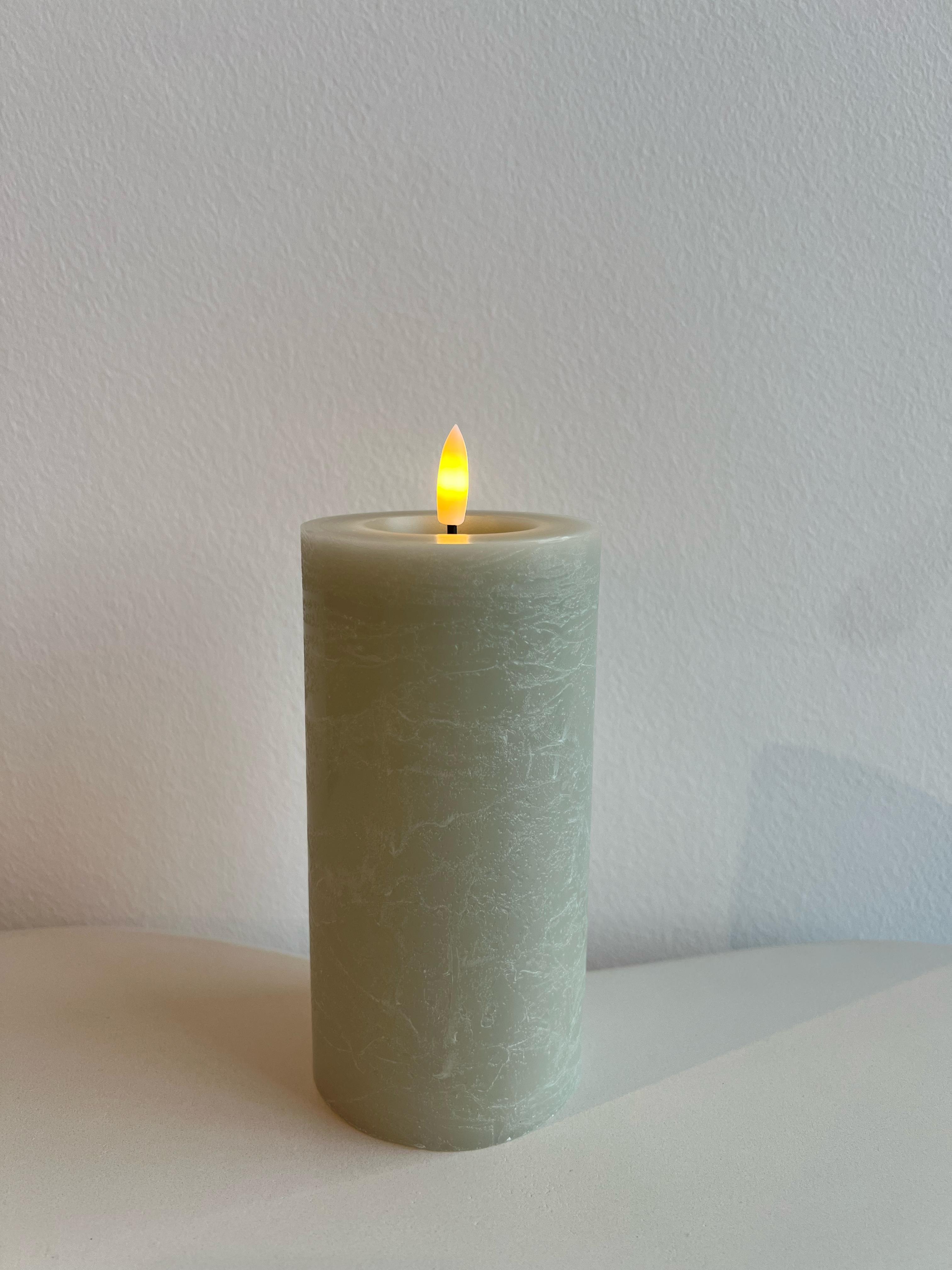 MM LED pillar candle, Rock, Melted, Kit grey, 74x150 mm - MM شمعة عمودية LED، صخرية، ذائبة، طقم رمادي، 74x150 ملم