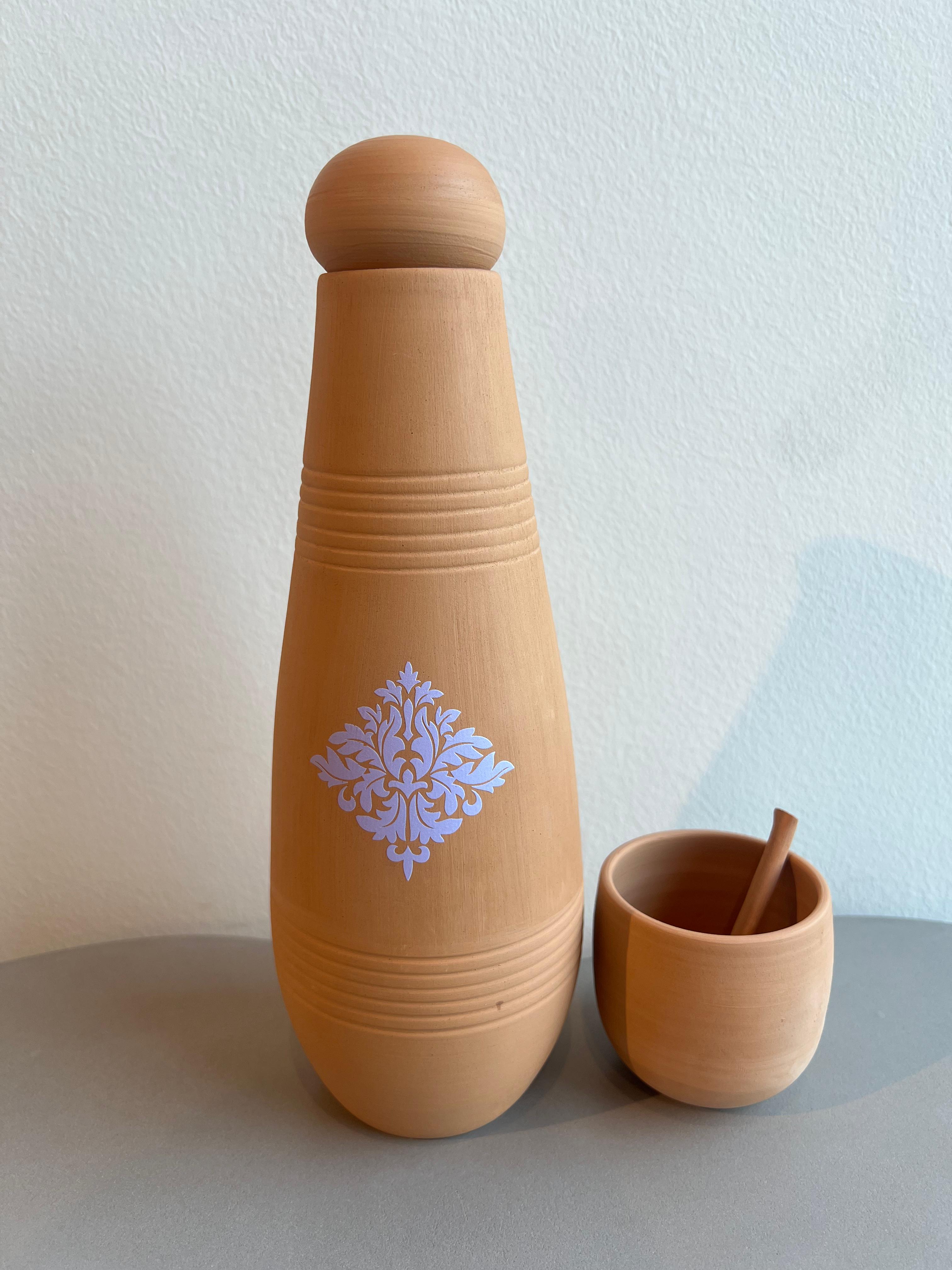 Water Drinking Pot With Cup ,plush purple فخارة تنقية المياه ,أرجواني