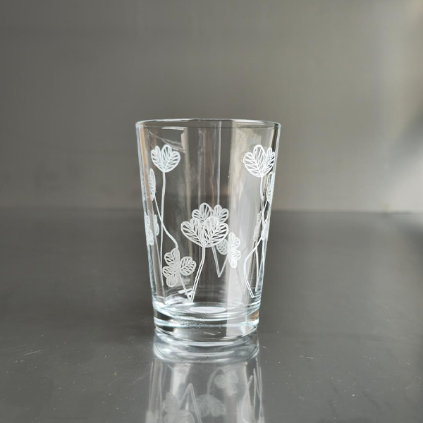 White Botanical Drinking Glass Set - طقم اكواب بنقشة نباتية أبيض