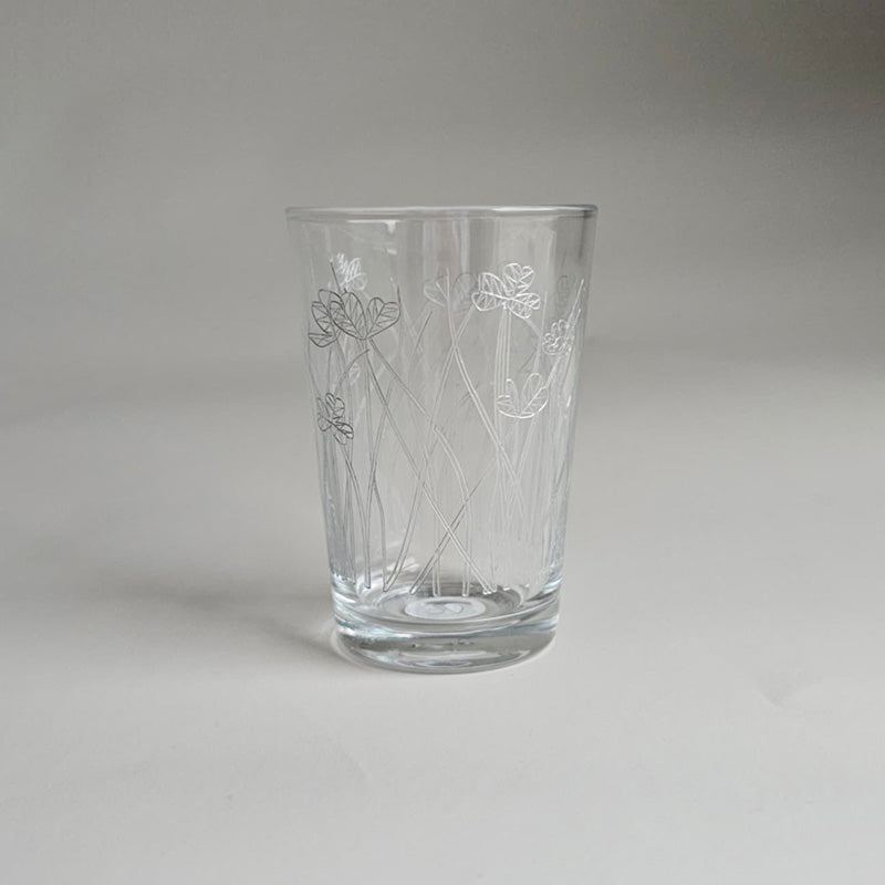 Silver Flying Botanical flower Drinking Glass Set -طقم اكواب بنقشة نباتية فضي