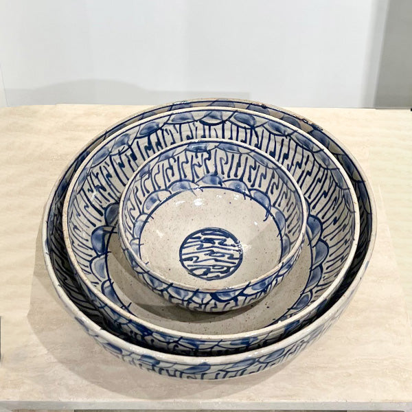 3 pcs Serving bowl set - Blue - طقم أوعية تقديم 3 قطع - أزرق