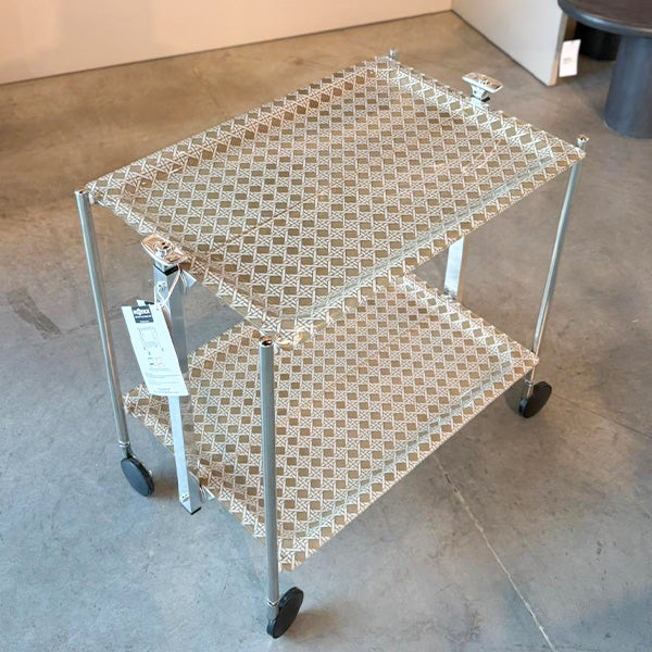 Trolley Chrome Décor Cannage Beige - عربة قابلة للطي , بيج
