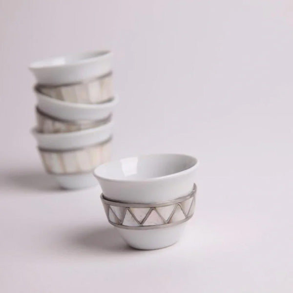 coffee cups set with msadaf line pattern - أكواب قهوة 6 قطع