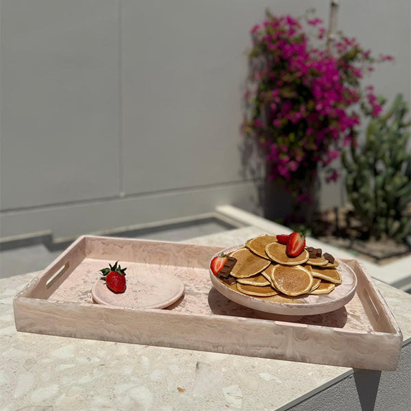 Beige , Large Rectangle Handled Tray - صينية كبيرة مستطيلة بمقبض, بيج