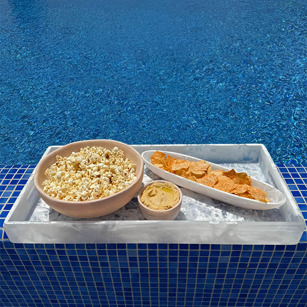 White ,Large Rectangle Handled Tray - صينية كبيرة مستطيلة بمقبض, أبيض