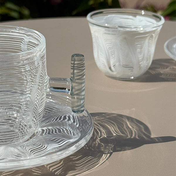 Espresso Cup/Saucer Set , White & Black - طقم اكواب إسبرسو مع صحن ,أبيض وأسود