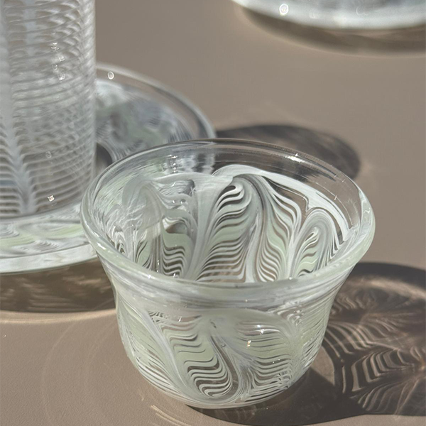 Istekana & Gahwa Set With Handles, White & Green - طقم استكانات شاي وقهوة ,أبيض و أخضر