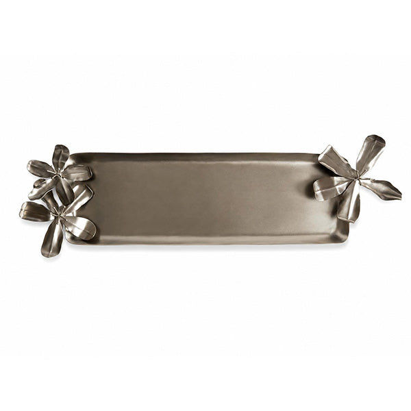 RECTANGULAR TRAY WITH SHEET & CAST FLOWER - صينية مستطيلة مزخرفة بزهور