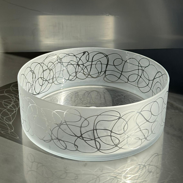 Abstract Large Bowl Glazed Satin 25 cm - وعاء كبير بنقش Abstract 25 سم