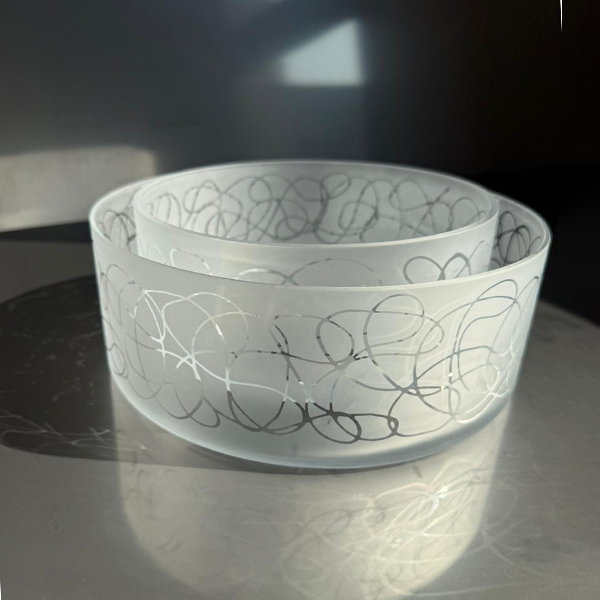 Abstract Small Bowl Glazed Satin 20 cm - وعاء صغير بنقش Abstract 20 سم