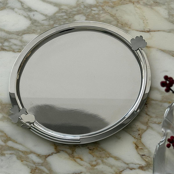 Botanical Round Tray With Acrylic Insert -صينية دائريه مع قاعده اكريلك للحمايه