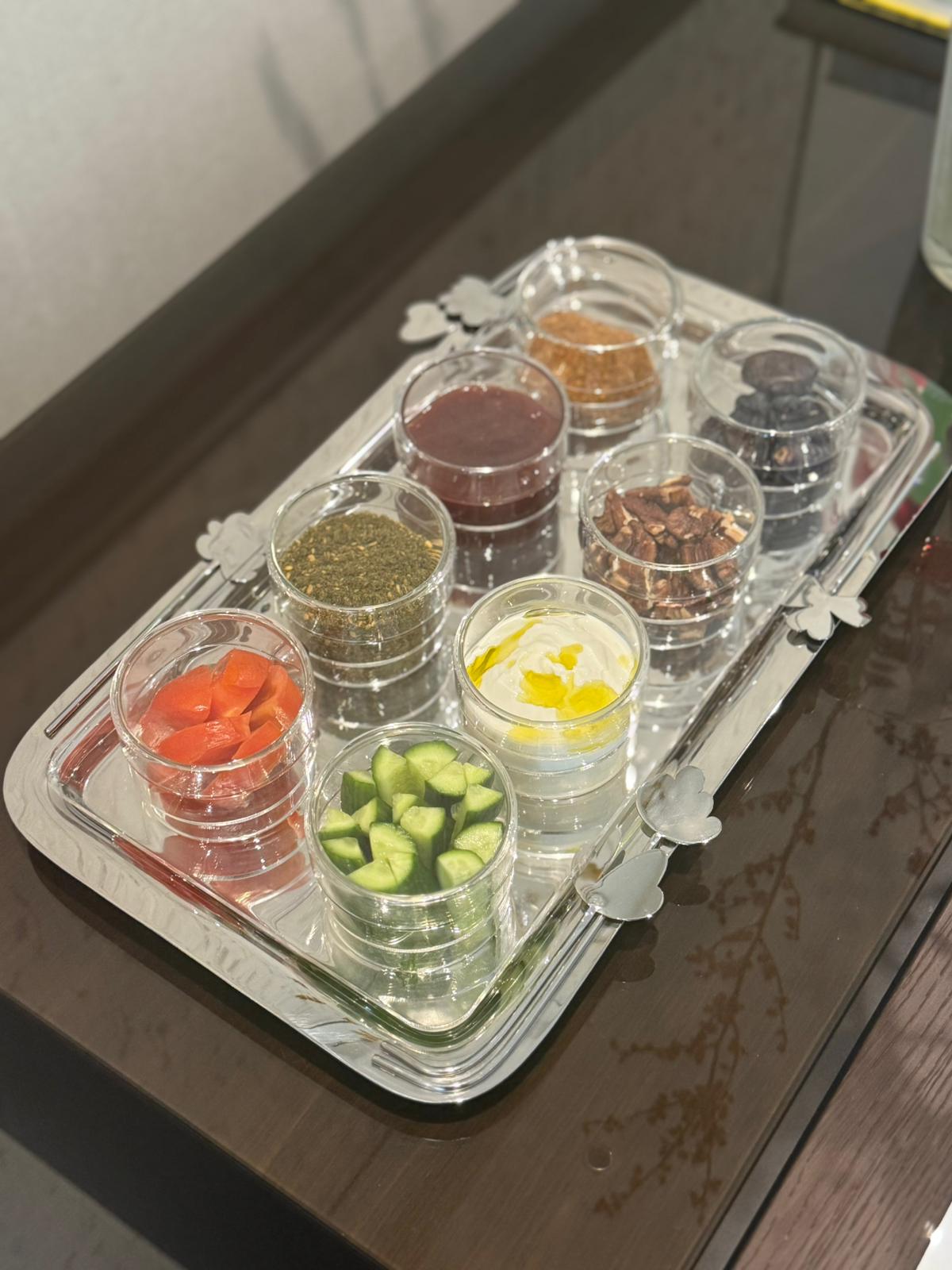 Botanical Rectangular Acrylic Tray with 8-Cup Holder and Lid - صينية مستطيلة بنقشة نباتية من الأكريليك مع حامل 8 أكواب وغطاء