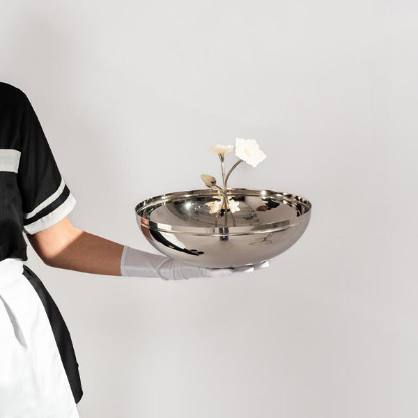 Small Round Bowl With Flower 28x28x30 -صينية دائرية صغيرة مع ورد