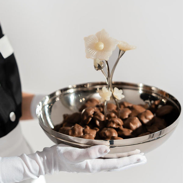 Large Round Bowl With Flower 32x32x30 - صينية دائرية كبيرة مع ورد