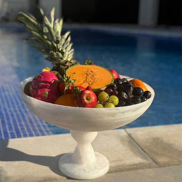 PEDESTAL BOWL WHITE 40 CM -وعاء قاعدة أبيض 40 سم