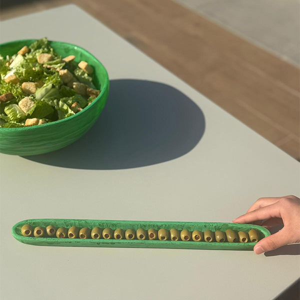 WAVE BOWL MEDIUM 29.5X11cm PERIDOT- وعاء مموج متوسط , لون أخضر