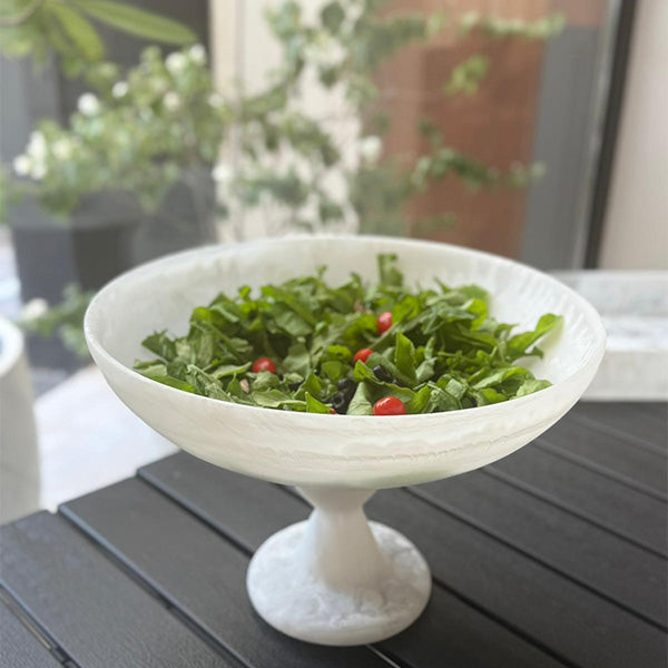PEDESTAL BOWL WHITE 40 CM -وعاء قاعدة أبيض 40 سم