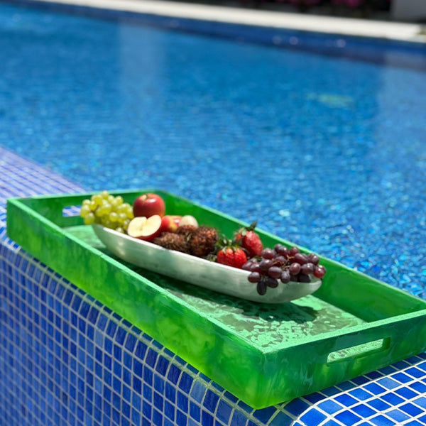 Peridot, Large Rectangle Handled Tray - صينية كبيرة مستطيلة بمقبض, أخضر