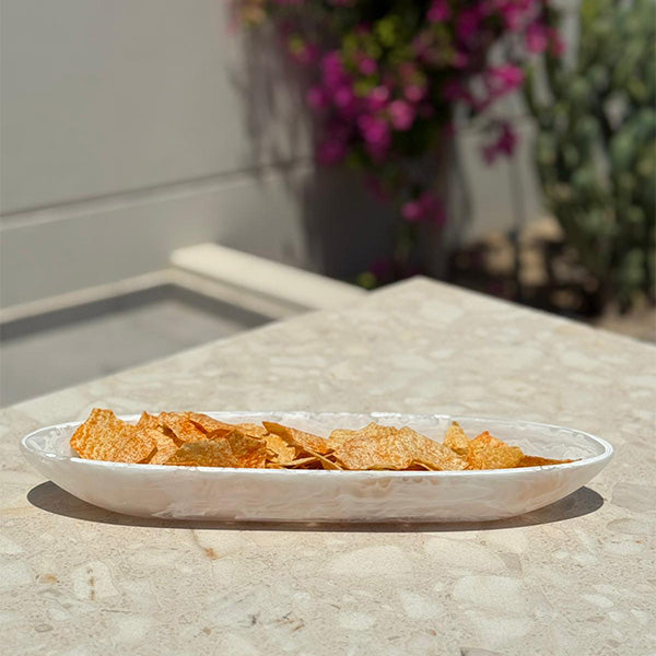 BOAT BOWL MEDIUM 45 x 11 x 6 CM WHITE - وعاء قارب متوسط 45 × 11 × 6 سم أبيض