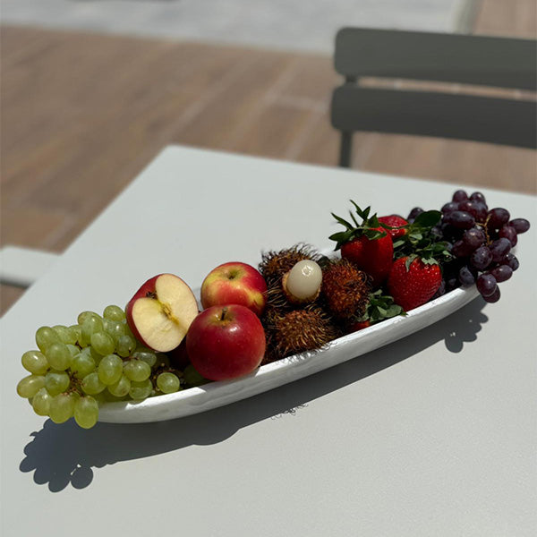 BOAT BOWL MEDIUM 45 x 11 x 6 CM WHITE - وعاء قارب متوسط 45 × 11 × 6 سم أبيض