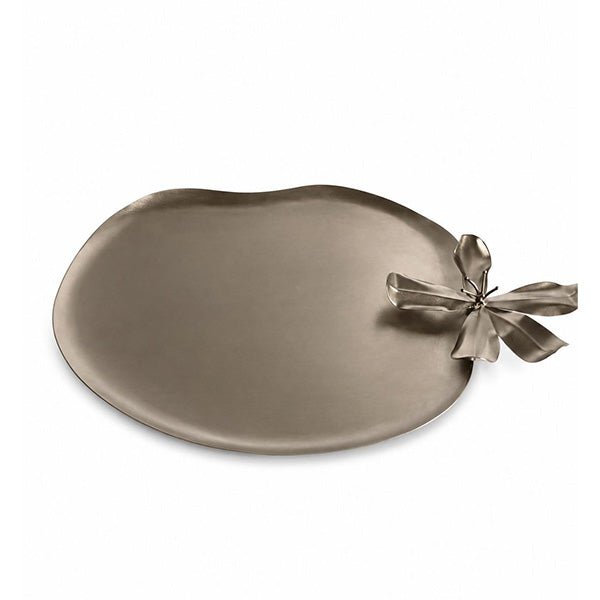 RANDOM SHAPE TRAY WITH SHEET FLOWER -صينية بشكل عشوائي مزخرفة بزهرة