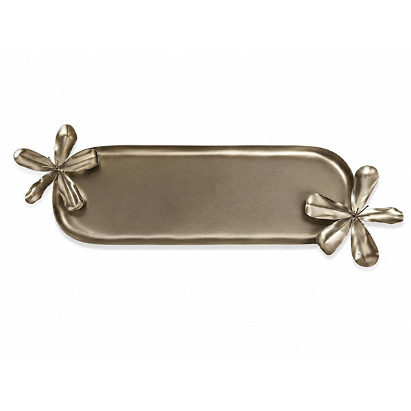 OVAL TRAY WITH SHEET & CAST FLOWER - صينية بيضاوية مزخرفة بزهور