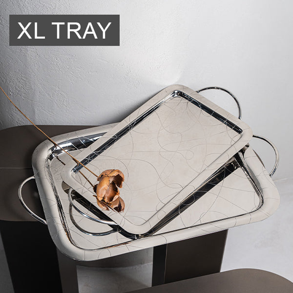 Abstract Rect Tray with Handle -XXL (56.5x42) CM - سم (56.5x42) XXL - صينية مستطيلة بمقبض