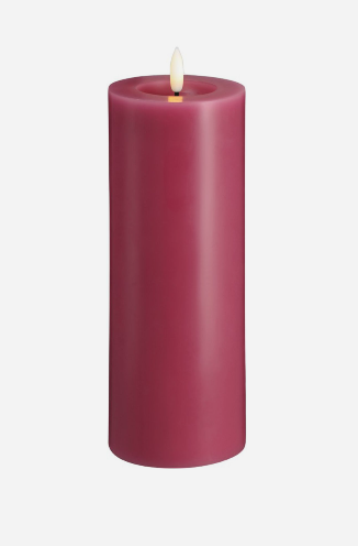 MM LED pillar candle, Silk, Melted, Vintage rose, 74x200 mm -شمعة عمود LED MM، حرير، ذائب، وردي عتيق، 74 × 200 مم