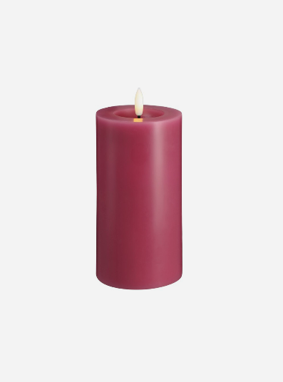MM LED pillar candle, Silk, Melted, Vintage rose, 74x150 mm - شمعة عمود LED MM، حرير، ذائب، وردة عتيقة، 74 × 150 مم