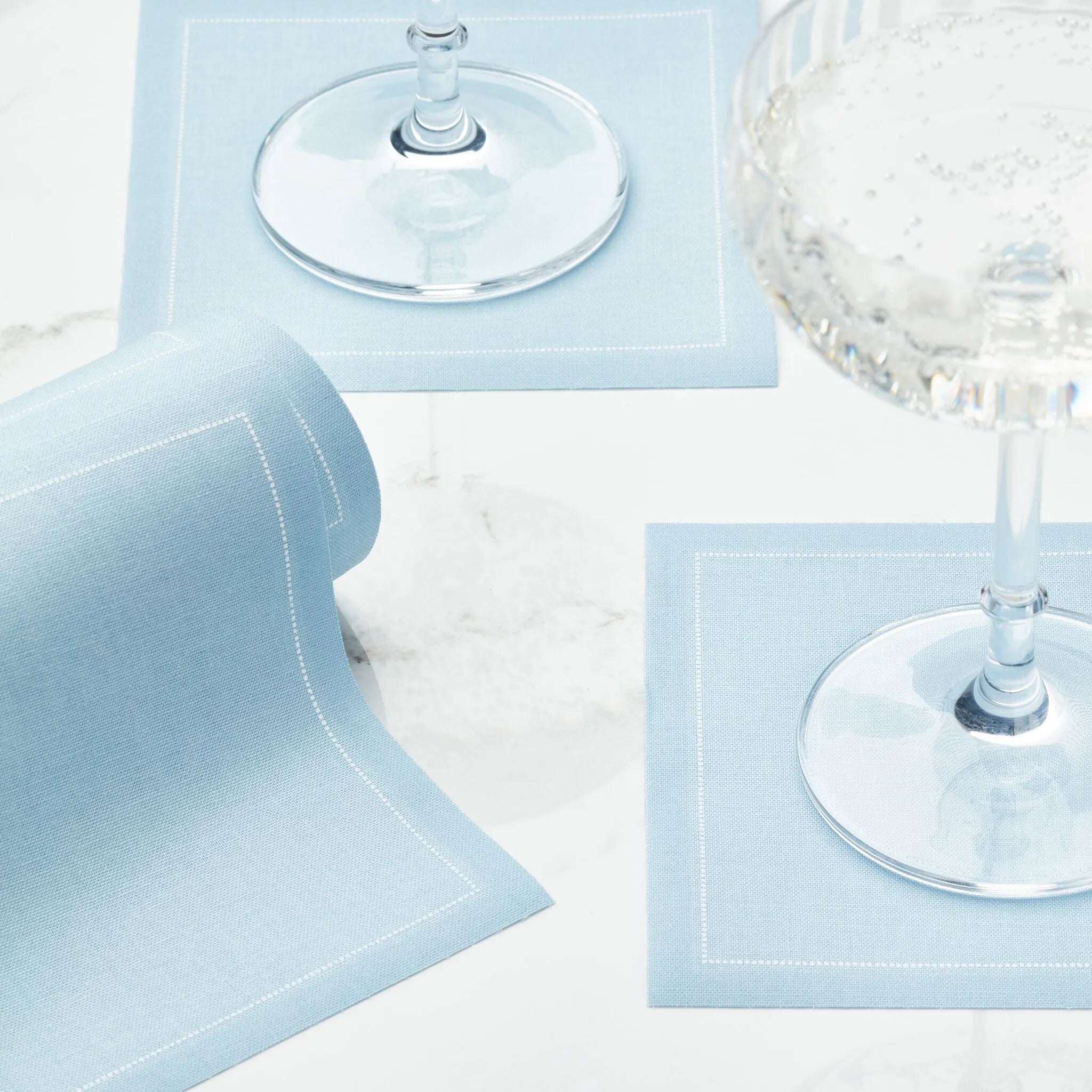 Foggy blue Placemat 48x32 100% Cotton,Rolls 12 - رول مفارش أطباق قطنية، 48 × 32 سم، أزرق