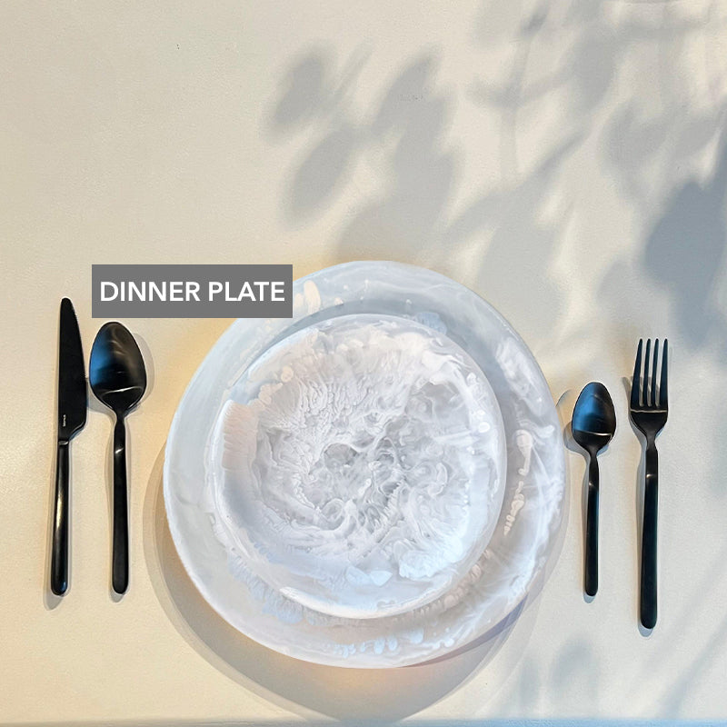 White swirl, Dinner Plate Single - صحن عشاء , أبيض