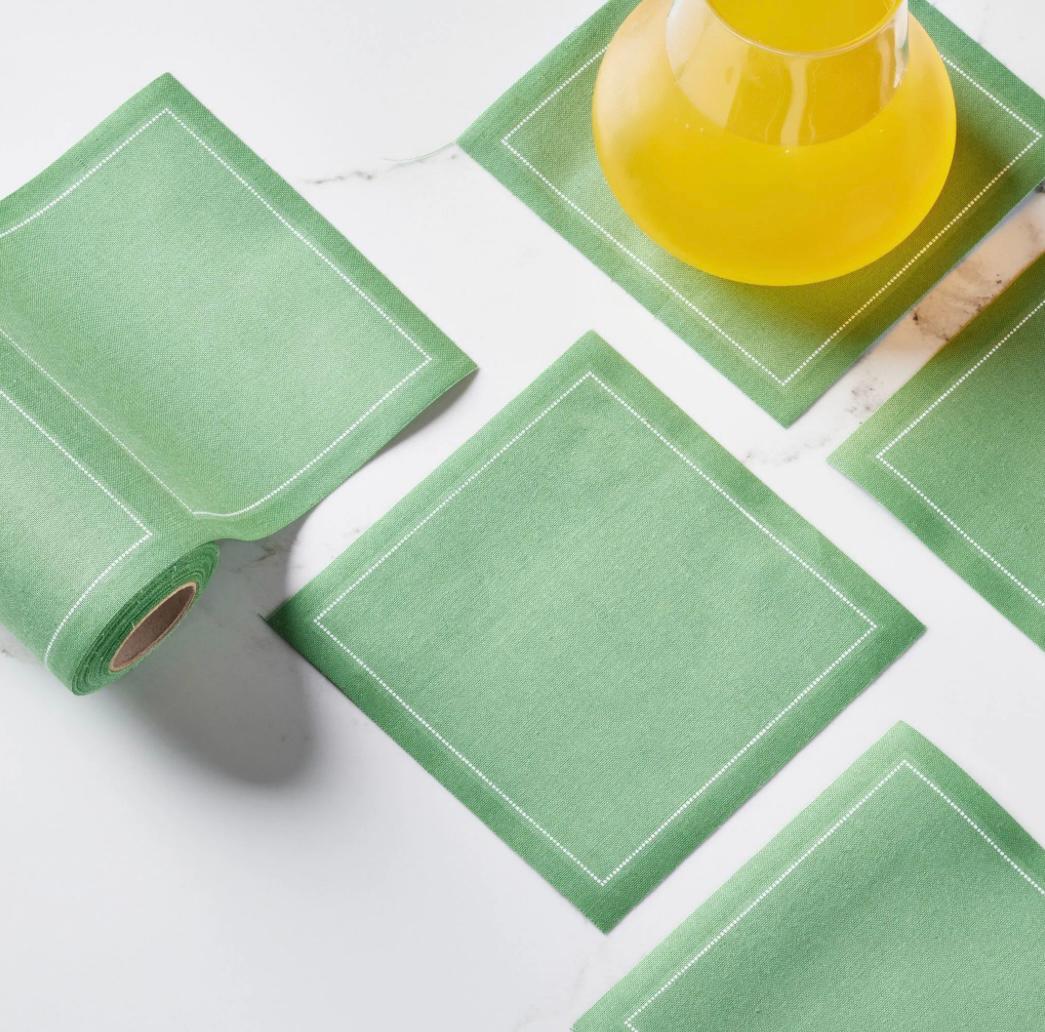 COTTON COCKTAIL NAPKIN PACK, 11 x 11 CM, EUCALYPTUS GREEN _ طقم مناديل كوكتيل قطن، 11 × 11 سم، _ أخضر