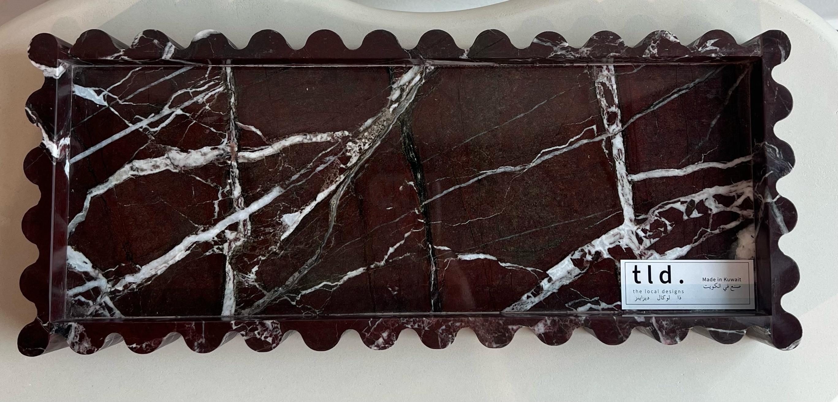 Waves Maroon Marble 16x 40 cm - ويفز رخام كستنائي - 16 × 40 سم