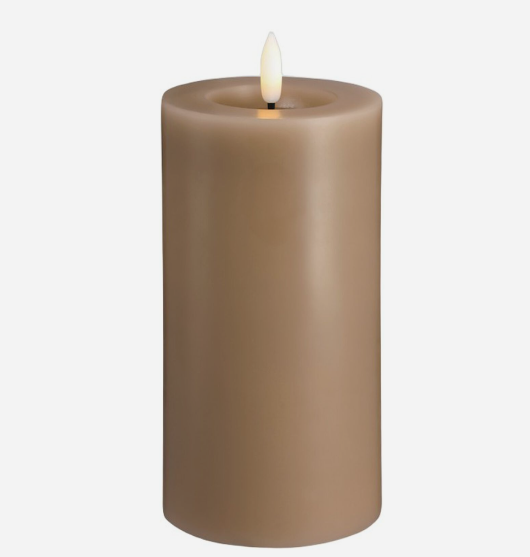 MM LED pillar candle, Silk, Melted, Sand, 74x150 mm - MM شمعة عمودية LED، حرير، ذائب، رملي، 74x150 ملم