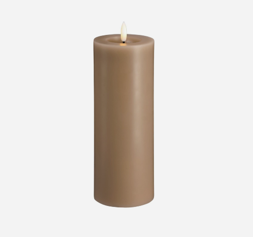 MM LED pillar candle, Silk, Melted, Sand, 74x200 mm - MM شمعة عمودية LED، حرير، ذائب، رملي، 74x200 ملم