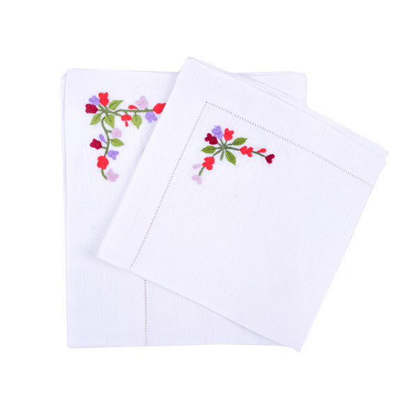 Table linen Bundle 2pcs, Flowers of Capri - مفارش سفرة كتان 2 قطعة , زهور كابري