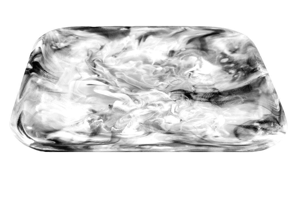 Medium Resin Square Tray 24.5x24.5x3cm, Black Color - طبق تقديم مربع متوسط 24.5x24.5x3سم, لون أسود