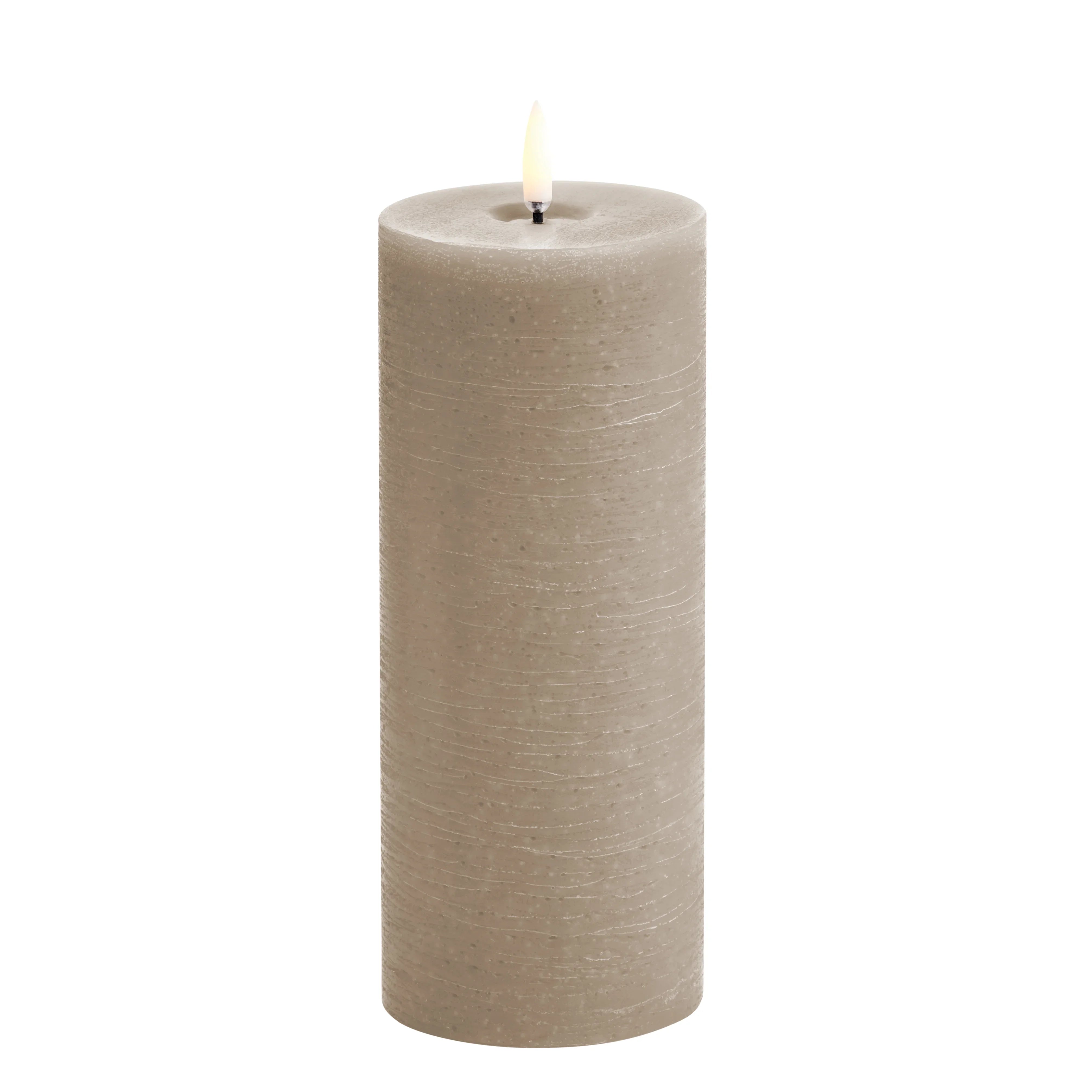 Pillar LED Melted Candle 7.8 x h 20 cm, Sandstone Rustic Color - شمعة LED مضيئة 7.8 * 20 سم , لون بيج