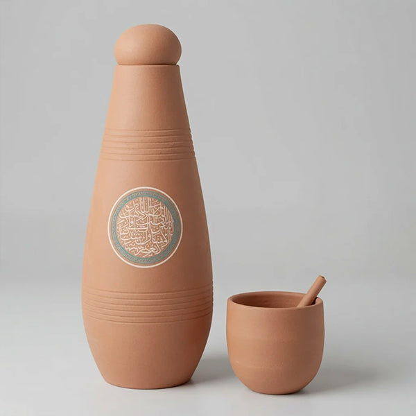 Water Drinking Pot With Cup ,HEALING PRAYER - فخارة تنقية المياه , دعاء الشفاء