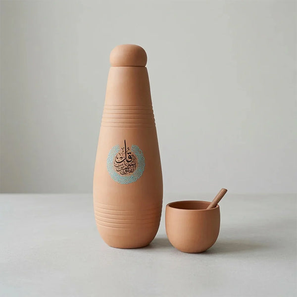 Water Drinking Pot With Cup ,SURAT AL FALAQ - فخارة تنقية المياه ,سوره الفلق