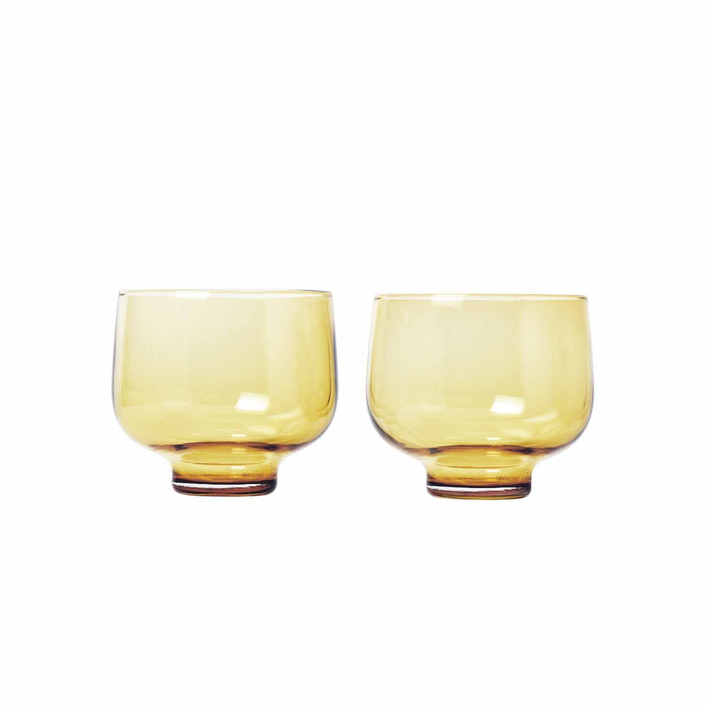 FLOW Set of 2 Tumblers 220ml, Dull Gold Color - FLOW مجموعة زجاجات الشرب 220مل, لون ذهبي باهت