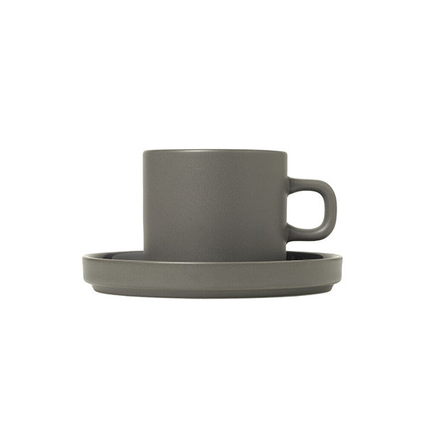 PILAR Coffee Cups Set 200ml 2pcs, Pewter Color - طقم PILAR أكواب قهوة 200مل, لون رمادي غامق