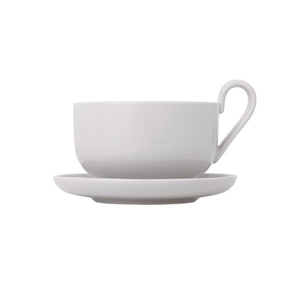 RO Set of 2 Tea Cups w/ Saucers, Nimbus Cloud Color - مجموعة 2 فناجين شاي مع صحونها, لون أبيض