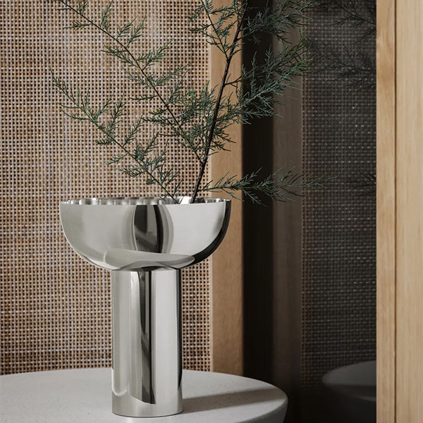 MIYABI Metallic Vase, Stainless Steel Color - مزهرية ميتاليك MIYABI، لون الستانلس ستيل