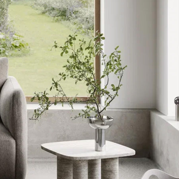 MIYABI Metallic Vase, Stainless Steel Color - مزهرية ميتاليك MIYABI، لون الستانلس ستيل