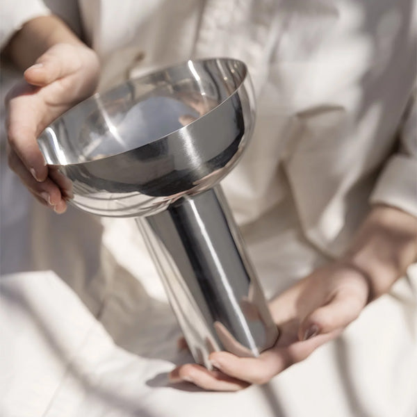 MIYABI Metallic Vase, Stainless Steel Color - مزهرية ميتاليك MIYABI، لون الستانلس ستيل