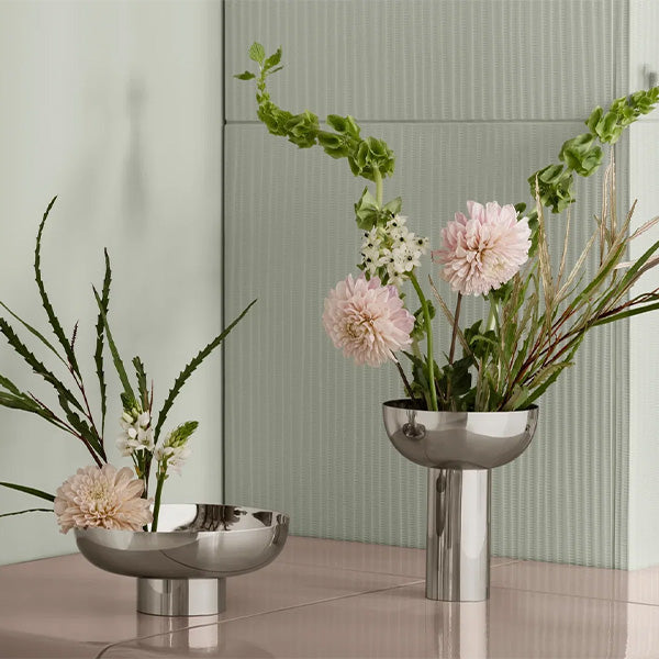 MIYABI Metallic Vase, Stainless Steel Color - مزهرية ميتاليك MIYABI، لون الستانلس ستيل